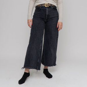 Abercrombie & Fitch High Waisted Cropped Black Wide Leg Jeans